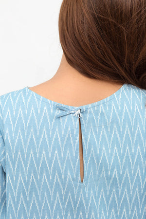 Light Blue Double Cuff Shirt In Cotton with Long Length - yesonline.pk
