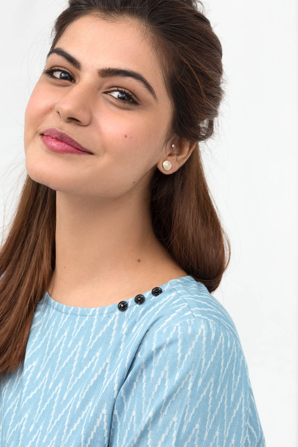 Light Blue Double Cuff Shirt In Cotton with Long Length - yesonline.pk