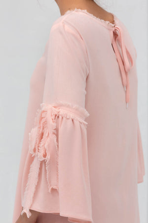 Pink Side Down Long Shirt In Crepe Fabric With Short Length - yesonline.pk