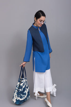 Solid Colour Khaddar Blue Stitch Shirt‰ۡóÁÌ_åÈÌÎÌ_ÌÎÌ_  By Yesonline - yesonline.pk