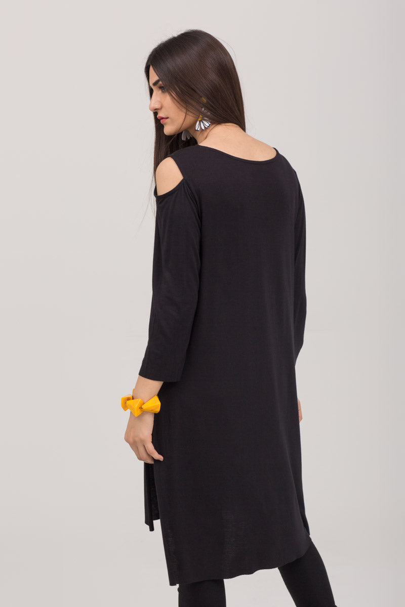 Black Tunic Pullover Viscose Jersey Fabric - yesonline.pk