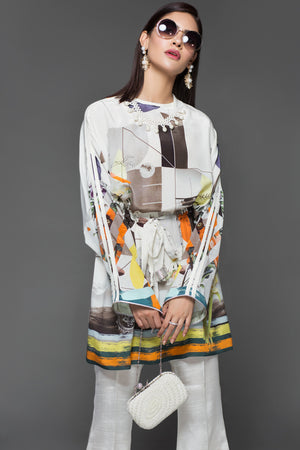 Modern Geometric (Pure Grip Silk, Digitally Printed Tunics Fusion 1 pc Shirt) - yesonline.pk
