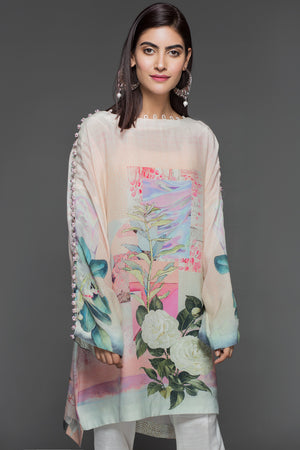 Lavender Fields (Pure Grip Silk, Digitally Printed Tunics Fusion 1 pc Shirt) - yesonline.pk
