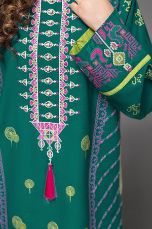 Alpine Green 1 pc PRET (Stitched) - Embroidered Cambric Shirt - yesonline.pk