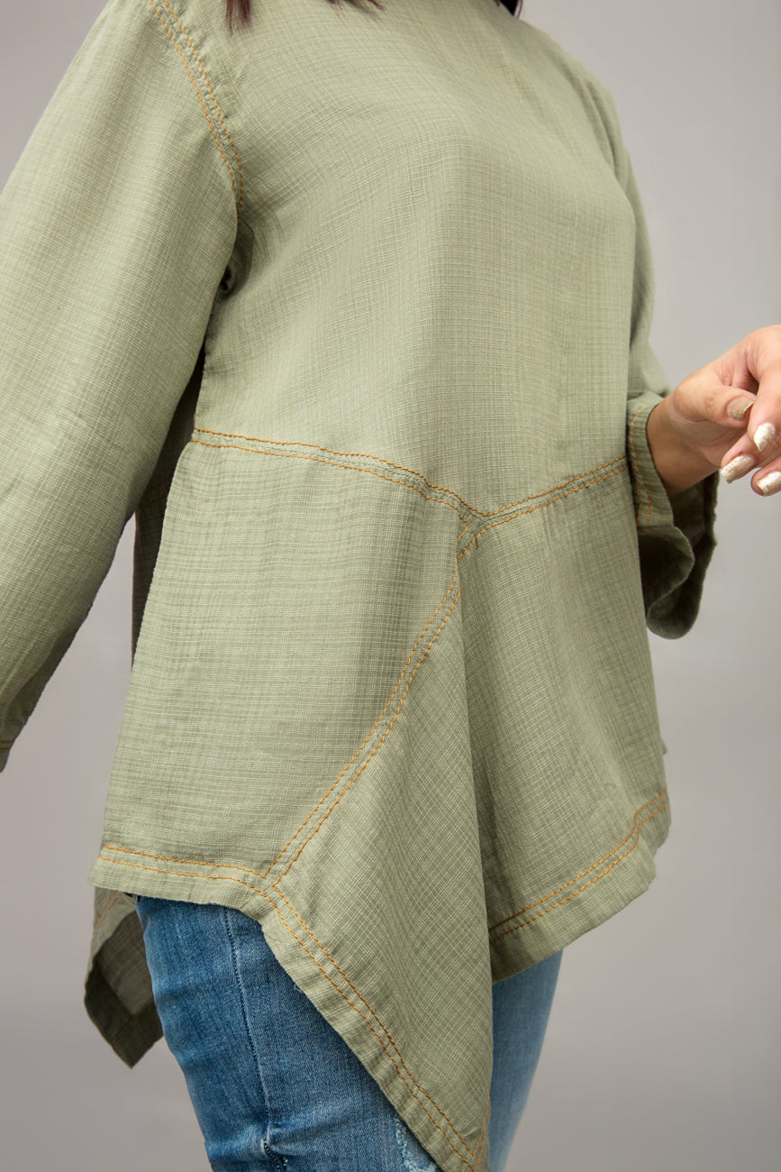 Asymmetric Top Cotton Rich Mix Fabric By Yesonline.pk - yesonline.pk