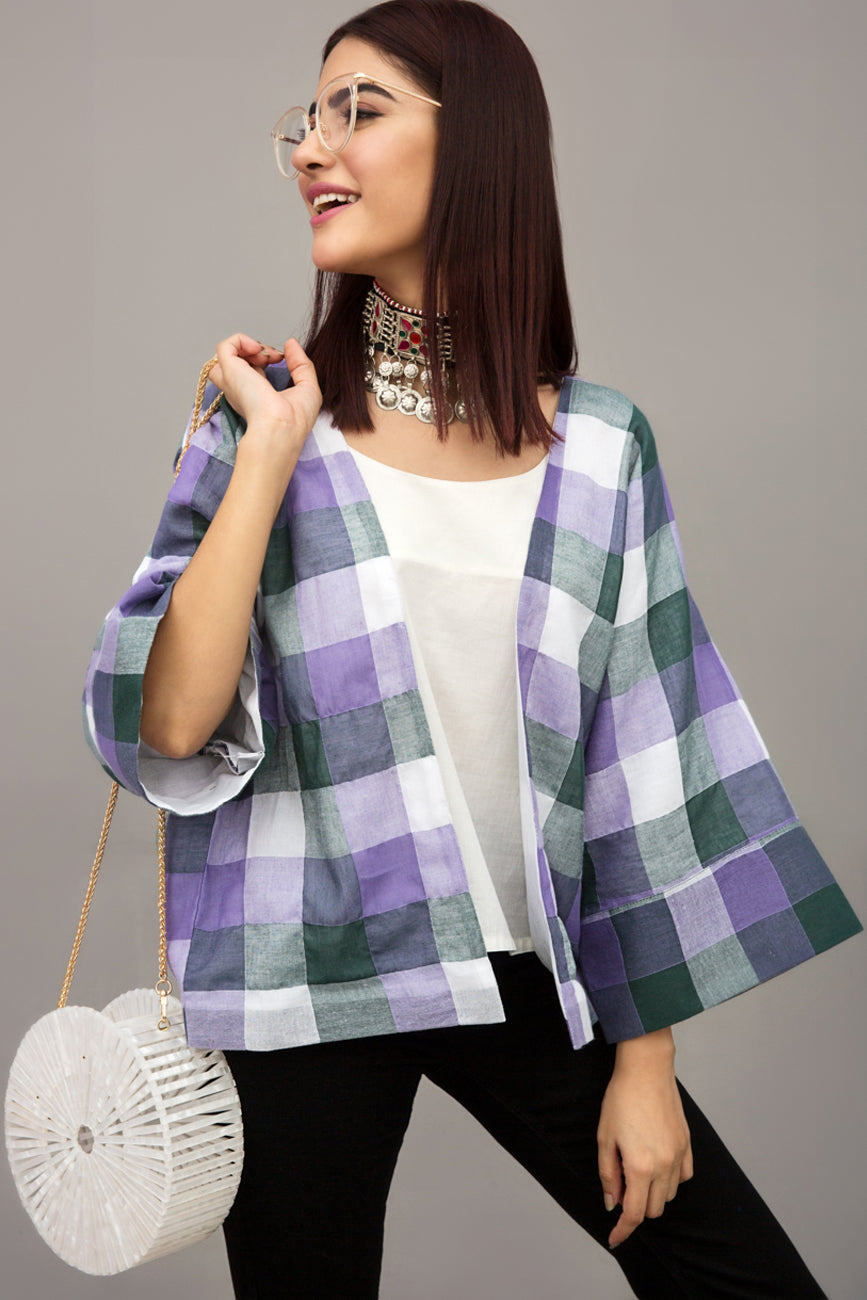 Open Plaid Purple Check On Cotton  Fabric By Yesonline.pk - yesonline.pk