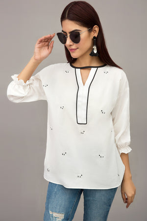 Trendy Sheep Cotton Embroidered Top By Yesonline.pk - yesonline.pk