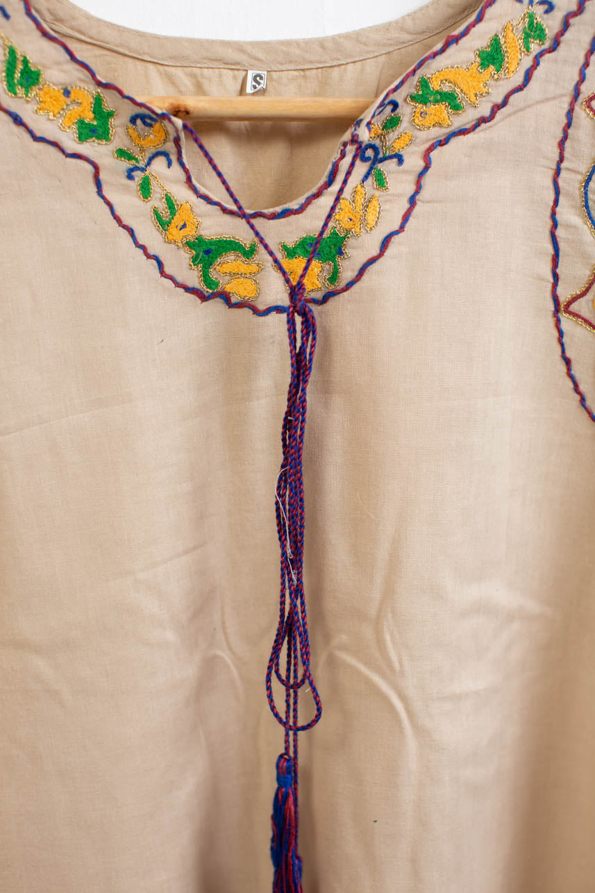 Beige - Embroidered Kurta