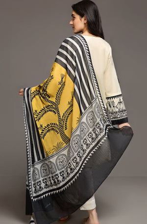 Black & Yellow - African Print Scarf Fine cotton Fabric By Yesonline.pk - yesonline.pk