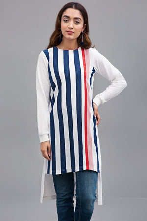 Stripe on stripe Fabric Printed Jersey  By Yesonline.Pk - yesonline.pk