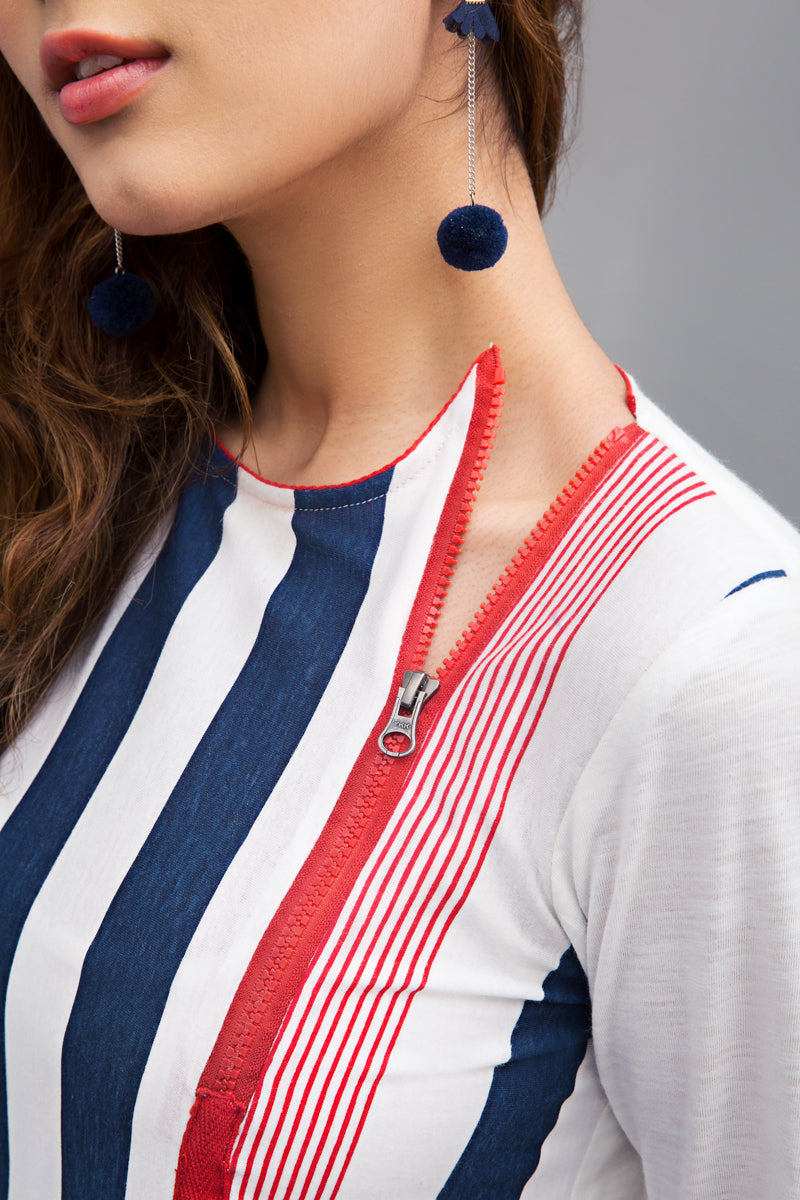 Stripe on stripe Fabric Printed Jersey  By Yesonline.Pk - yesonline.pk