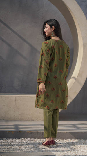2 PCS Khaddar Embroidered Shirt + Trousers